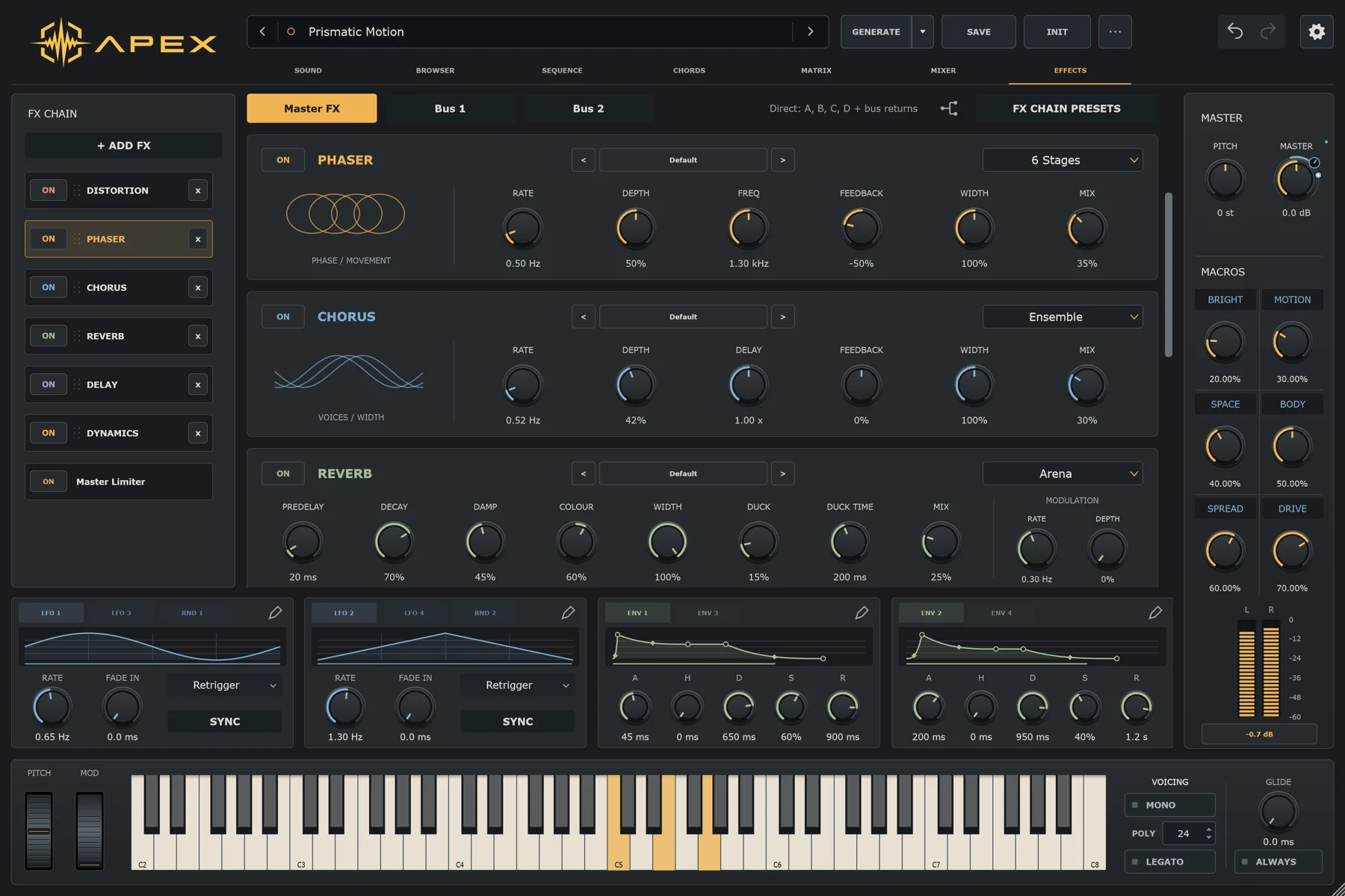 Apex built-in effects rack