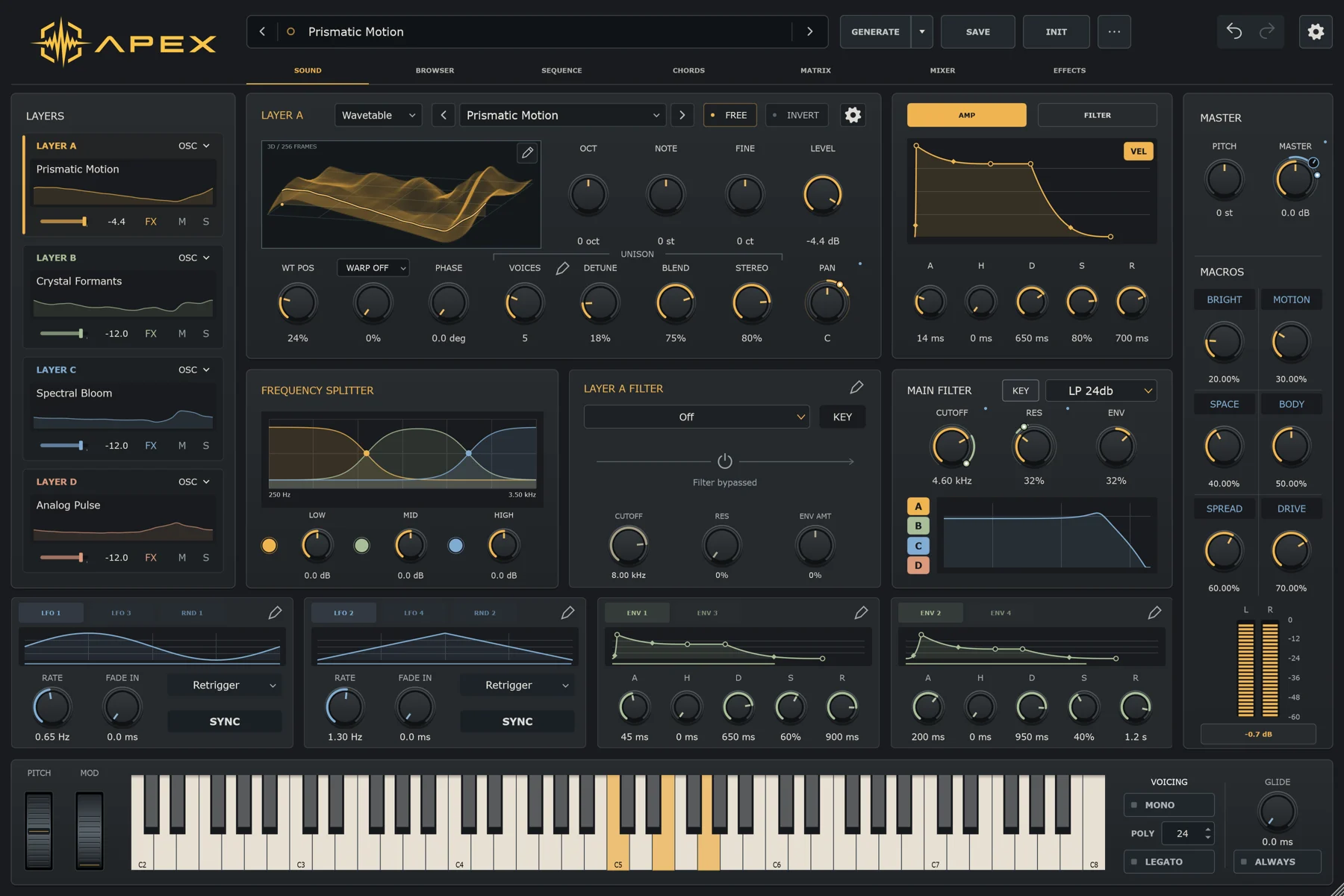 Apex four-layer sound design interface